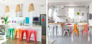 sillas-de-colores-metalicas-300x145 6 manera de añadir color a una cocina blanca